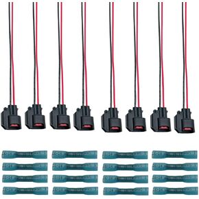 8 Pcs EV1 EV6 EV14 Fuel Injector Connector, Universal Automotive Accessories Fuel Injector Socket Plug Wire Harness，Fuel Injector Pigtail Connector Wiring Harness