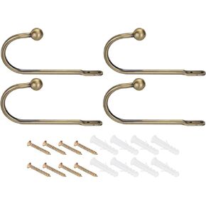 PATIKIL Curtain Holdback, 4 Pack U Shaped Wall Mounted Curtain Tiebacks Screw Hooks Hanger for Drapery Clothes Coats Towels Hats Accessories, Bronze