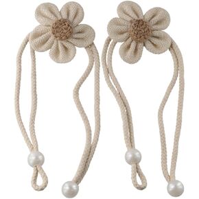 2 Pcs Window Curtain Rope Hold Backs, Simple Little Fresh Chemical Fiber Curtain Binding Twine Flower Tying Ball Hanging Fringe Drop Ball Tying Rope for Home Office Decor