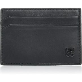 HUGO Women's Stacked Logo Smooth Leather Credit Card Holder