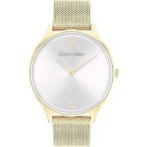 Calvin Klein Women's Quartz Ionic Plated Black Steel and Mesh Bracelet Watch, Color: Black (Model: 25200004)