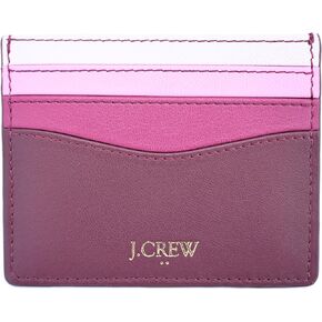 J.Crew Mercantile Women's Leather Card Case Wallet (Leather, Pink Yellow Combo MG8827)