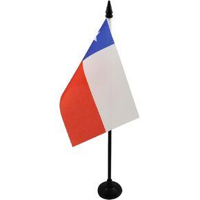 AZ FLAG Chile Table Flag 4'' x 6'' - Chilean Desk Flag 15 x 10 cm - Black Plastic Stick and Base