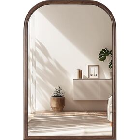 24"x36" Arch Wall Mirror Bathroom Mirror for Wall Mounted, Tempered Glass, Wood Grain Finish Frame Wall Mirror Decorative for Living Room Bedroom Entryway Mirror Vanity Mirror, Rustic Brown