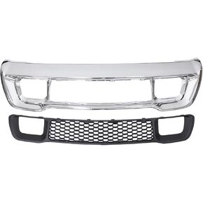 MOTOKU Front Bumper Lower Grill Grille and Chrome Cover Molding for Jeep Grand Cherokee 2014-2016