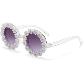 Women round Flower Sunglasses Flower Cute Glasses UV 400 Protection for Outdoor Beach