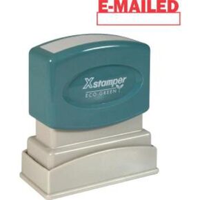 Xstamper 1650 E-MAILED with Space for Initial or Date, Pre Inked Laser Engraved Rubber Stamp, Red Ink, Impression Size: 1/2" x 1-5/8"