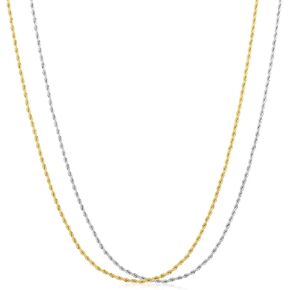 2pcs rope chains for men Stainless Steel Gold Plated Rope Chains 2-8mm Twist Rope Necklace 14-35 Inch for Mens Women Boy Teen Jewelry Gift