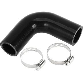 X AUTOHAUX 1 Set 28mm/1.1"-32mm/1.26" ID 90mm/3.54" Length 90 Degrees Black Car Silicone Hose with Clamps Coolant Hose Universal