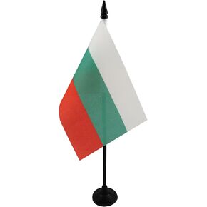 علم طاولة بلغاريا من AZ FLAG مقاس 4 بوصة × 6 بوصة - علم مكتب بلغاري مقاس 15 × 10 سم - عصا وقاعدة بلاستيكية سوداء