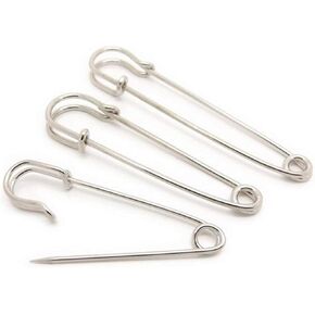 10PCS 5cm/2''Silver Stainless Steel Heavy Duty Safety Pins Extra Strong Steel Metal Spring Lock Pin Fasteners for Blankets Skirts Kilts and DIY Art and Craft
