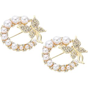 PATIKIL Butterfly Crystal Safety Decorative Pin Brooch Clip Clasp Pin, 2Pcs Anti Exposure Enamel for Women Sweaters, Shawls, Collars, Dress, Golden