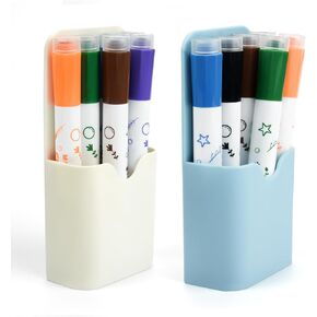 2 PCS Magnetic Pen Marker Holders Dry Erase Marker Magnetic Cup Holder Organizer for Refrigerator Whiteboard Home Office Supplies (Blue+White) in Kuwait