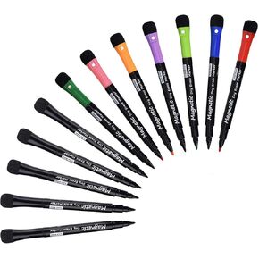 [12 Pack] Magnetic Dry Erase Markers - Fine Tip (8 Colors) Linkbro Low Odor Whiteboard Markers for Kids & School, Work On White board & Calendar, Refrigerator