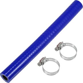 X AUTOHAUX 1 Set 20mm 0.79" ID 200mm 7.87" Length 0 Degree Blue Black Car Silicone Hose with Clamps Coolant Hose Universal