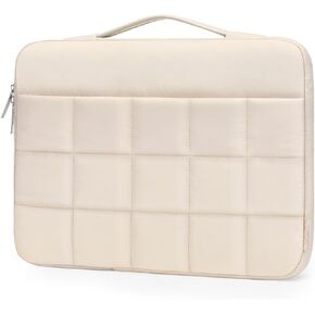 MOSISO 13-14 inch 360 Protective Laptop Sleeve Compatible with MacBook Air/Pro 13.3 inch, HP, Dell, Lenovo, Acer, Asus, Carrying Case Rectangle Quilted Puffy Bag with Horizontal Pocket&Handle, Sand