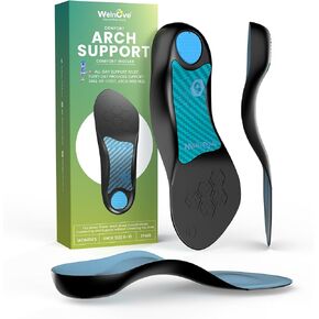 Welnove Plantar Heel Insoles - Arch Support & Anti-Slip Cushions. Heel Pain Relief Inserts for Most Shoes, Orthotic Cushions for Flat Feet, Heel Spurs & Achilles. Size: Small (Women’s 6-10, Men’s 5-9)