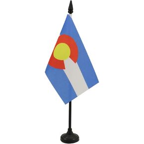 AZ FLAG Colorado Table Flag 4'' x 6'' - US State of Colorado Desk Flag 15 x 10 cm - Black Plastic Stick and Base