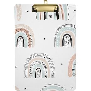 Burbuja Boho Rainbow Clipboard A4 Letter Size PVC Clipboard with Low Profile Gold Clip for Nurses Teachers Students Women Men, 9"x12.5"