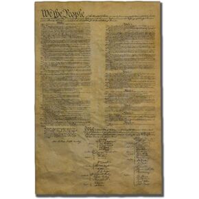 Our Amendments United States Constitution, Authentic Full Size Replica Printed on Antiqued Genuine Parchment. 23 x 29