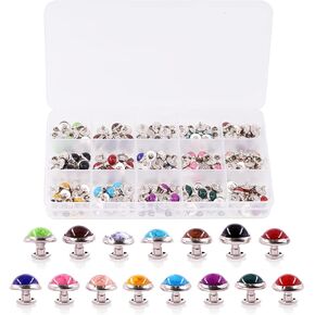 Rustark 150 Sets Turquoise Rapid Rivets 15 Colors Double Cap Spots Studs Button Metal Stud Eyelets Repair Fasteners Snap Buttons for DIY Leather-Craft Bag Shoes Bracelet Dog Collar (10MM)