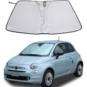 The Original Windshield Sun Shade Compatible with Fiat 500 2010-2024 Abarth 595 2014-2024 Car Windshield Reflective Sunshade Protector Sun Shade Accessories (Silver)