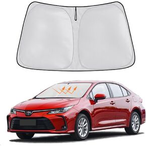 Windshield Sun Shade for Toyota Corolla 2009-2013 Front Window Sun Visor Protector for Toyota Corolla SE XSE L LE XLE Hybrid Sedan Accessories Foldable Sunshade Blocks UV Rays Keep Car Cool