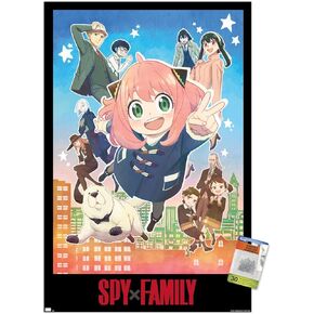 Trends International Spy x Family - Anya Key Art Wall Poster, 22.375" x 34", Poster & Push Pin Bundle