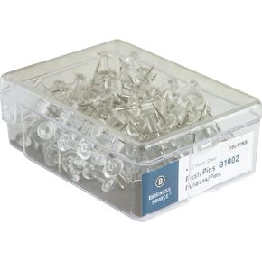 Business Source 81002 Pushpins, 3/8-Inch Point, 1/2-Inch Heads, 100/BX, Clear