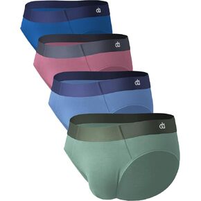 DAVID ARCHY Men's Briefs Rayon Made From Bamboo Soft No Trace Belt Underwear Support Pouch No Fly Briefs for Men 4 Pack