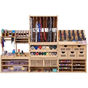 Wooden Model Kit Tool Organizer Storage Rack, Paint Rack Organizer with MDF Material, Brush/Screwdriver Storage, Craft Supplies Storage, Suitable for Tamiya Gundam Model Tools, GK10