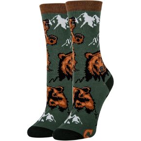 ooohyeah Women’s Funny Saying Crazy Crew Socks, Cool Novelty Comfort Cotton Dress Socks, Be Grizzly