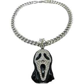 MENS ICED OUT RAPPER MASK HIP HOP PENDANT 24" BOX, CUBAN, ROPE CHAIN NECKLACE