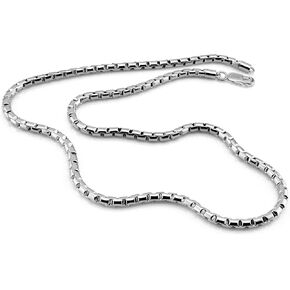 H&Beautimer Punk Men's Box Chain Necklace 925 Sterling Silver 5mm-18 20" 22" 24" 26" Solid Silver Link Chocke For Boys Fashion Jewelry Gift (22 inches)