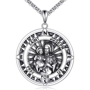 قلادة سانت 925 من الفضة الاسترليني St تميمة الراعي الديني مجوهرات للرجال والنساء in Kuwait