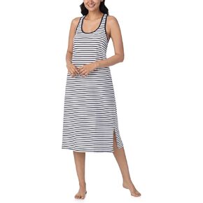 Nautica Womens Sleep Dress 100% Cotton Jersey Knit Racerback Full Length Nightgown with Slit