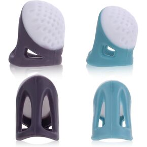 2 Pcs Thimble Finger Protector, Silicone Thimble Fingertip Grips Finger Protectors Pads Purple Blue Colors Finger Covers Non-Slip Quilting Craft Accessory for DIY Sewing and Household Projects