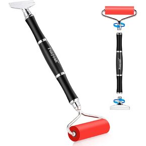 Seam Roller, 2 in 1 Brayer Rubber Roller Tool for Crafting Quilting Sewing Vinyl, Easy-Grip Metal Handle Pressing Roller for Diamond Art Rhinestones Project