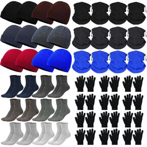 Winter Gloves Beanies Warmers Bulk,48 Pack Hat Neck Warmer Set for Men Women Hat with Touchscreen Gloves Neck Gaiter Warm Sock for Wearing Christmas Homeless Supplies Care package Charity Donation in Saudi Arabia