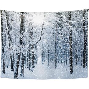 طباعة مفروشات إمفينسي مقاس 60 × 80 بوصة منظر طبيعي للثلج والشتاء الأزرق والغابات البيضاء وسقوط الطقس الثلجي والمشهد السحري البارد وتعليق الحائط ديكور المنزل in Kuwait