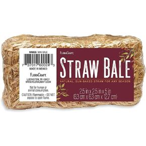 FloraCraft Decorative Straw Bale 2.5 Inch x 2.5 Inch x 5 Inch Natural