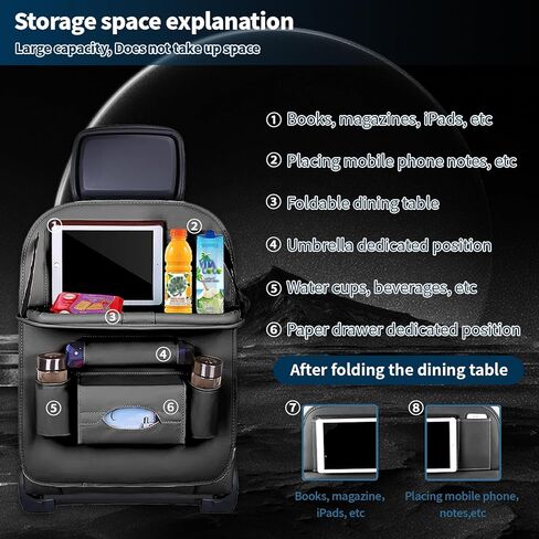عبوتان من منظم المقعد الخلفي للسيارة مع صينية، منظم المقعد الخلفي للسيارة مع طاولة حامل للكمبيوتر اللوحي قابلة للطي و8 جيوب تخزين، منظم مقعد السيارة لرحلة السفر للأطفال in Kuwait