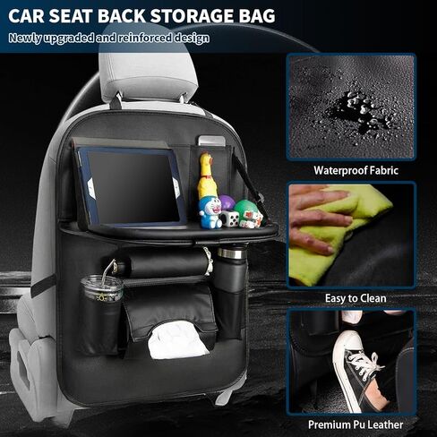 عبوتان من منظم المقعد الخلفي للسيارة مع صينية، منظم المقعد الخلفي للسيارة مع طاولة حامل للكمبيوتر اللوحي قابلة للطي و8 جيوب تخزين، منظم مقعد السيارة لرحلة السفر للأطفال in Kuwait