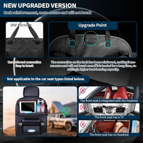 عبوتان من منظم المقعد الخلفي للسيارة مع صينية، منظم المقعد الخلفي للسيارة مع طاولة حامل للكمبيوتر اللوحي قابلة للطي و8 جيوب تخزين، منظم مقعد السيارة لرحلة السفر للأطفال in Kuwait