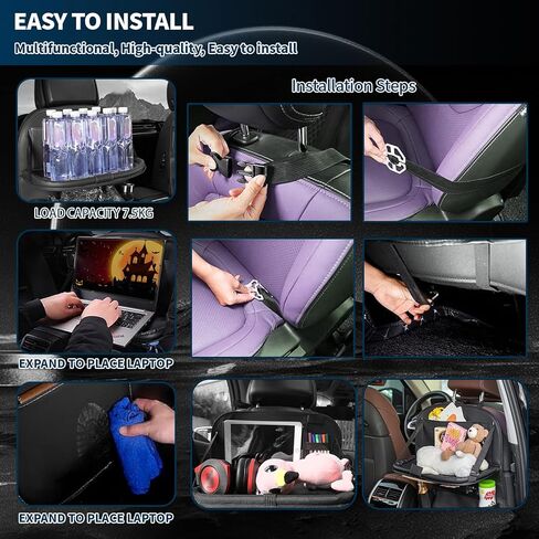 عبوتان من منظم المقعد الخلفي للسيارة مع صينية، منظم المقعد الخلفي للسيارة مع طاولة حامل للكمبيوتر اللوحي قابلة للطي و8 جيوب تخزين، منظم مقعد السيارة لرحلة السفر للأطفال in Kuwait