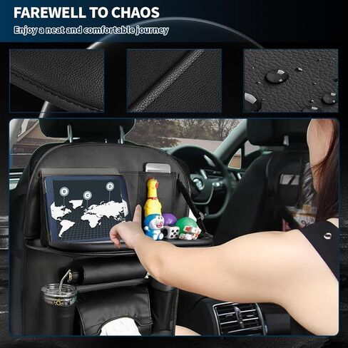 عبوتان من منظم المقعد الخلفي للسيارة مع صينية، منظم المقعد الخلفي للسيارة مع طاولة حامل للكمبيوتر اللوحي قابلة للطي و8 جيوب تخزين، منظم مقعد السيارة لرحلة السفر للأطفال in Kuwait