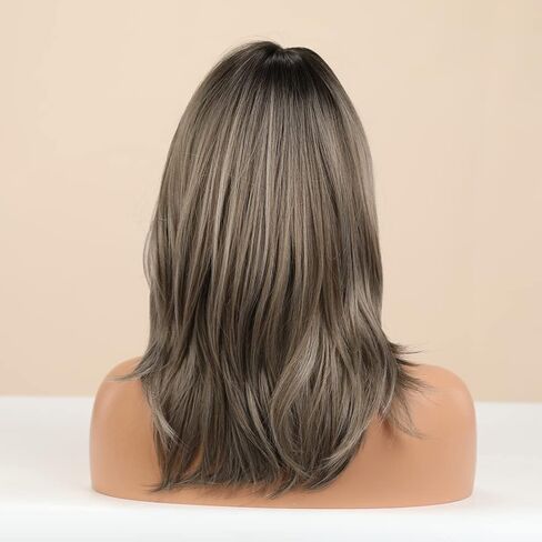 BERON Blonde Wig for Women Ombre Blonde Wig Shoulder Layered Blonde Wig with Bangs Synthetic Heat Resistant Halloween Daily Party Use in Saudi Arabia