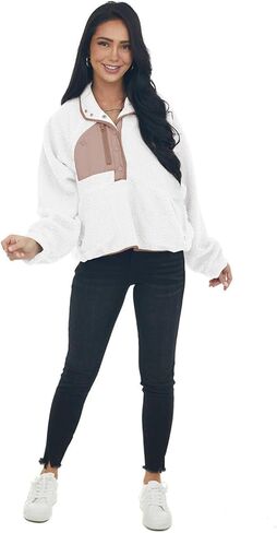 Ladmous Women's ColorBlock Fleece Jackets With Pockets Pullover in Saudi Arabia