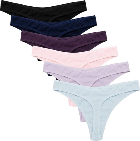 Ekouaer Womens Thongs Invisible Panties No Show Seamless Low Waist Breathable G-String Cotton Thongs 6 Pack in Kuwait