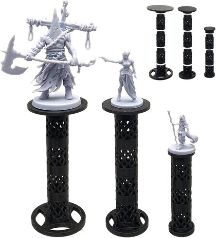 Combat Risers for Flying Miniatures, DND TRPG Terrain Flight Stands, Raised Platforms, 8 Adjustable Tiers with 3 Stands and Bases, (Obsidian Black) in Saudi Arabia